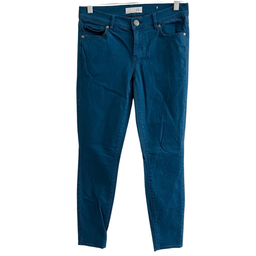Ann Taylor Loft Womens Size 25/0 Modern Skinny Cotton Stretch Pants Bright Blue